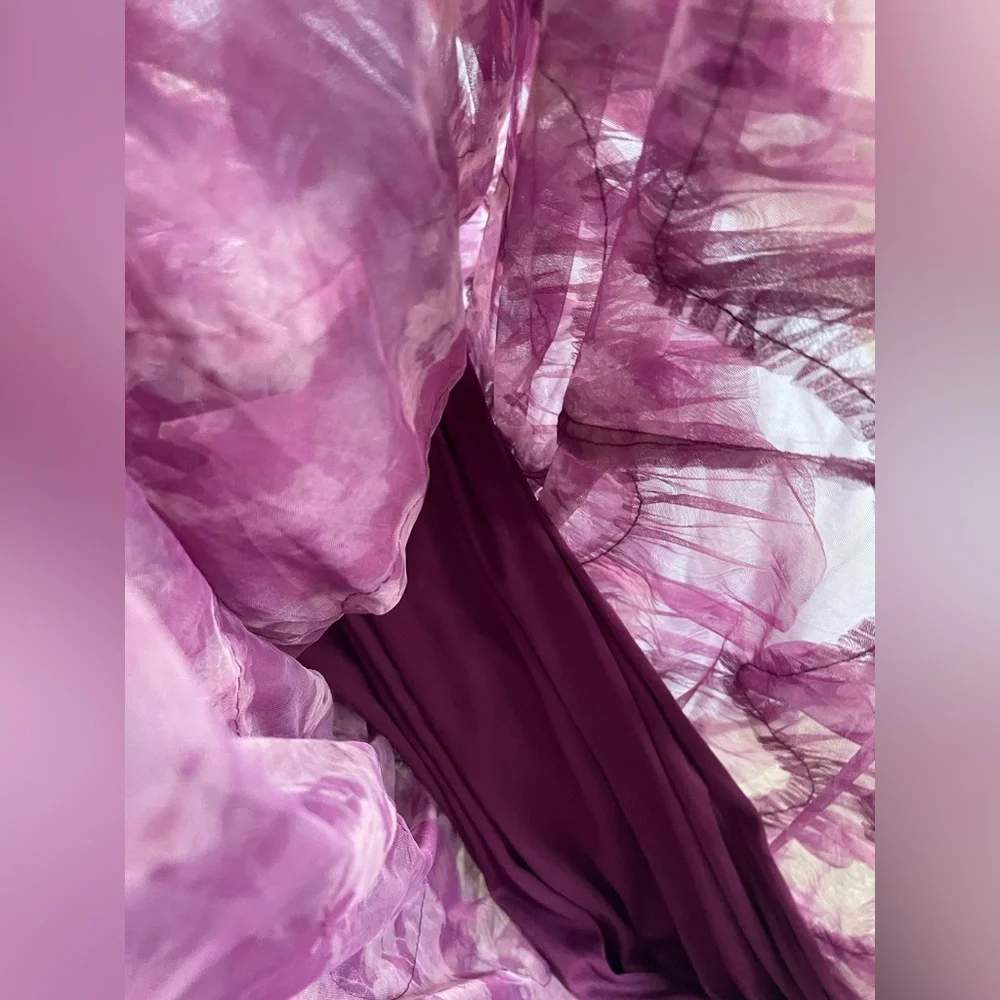 STRAPLESS TULLE MAXI RUFFLE DRESS - Picture 6 of 7